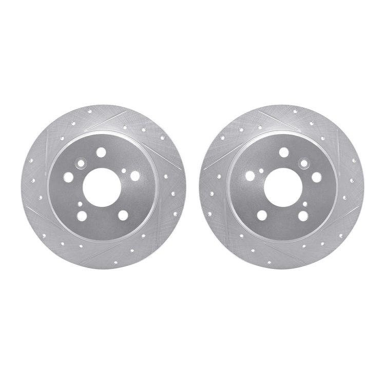 7002-76117 Drilled/Slotted Brake Rotors [Silver], 1999-2003 Lexus/Toyota/Scion, Position: Rear