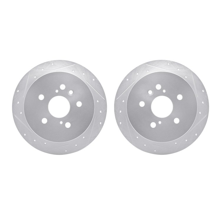 7002-76118 Drilled/Slotted Brake Rotors [Silver], 2004-2009 Lexus/Toyota/Scion, Position: Rear