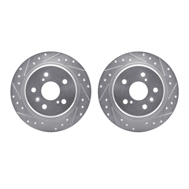 7002-76123 Drilled/Slotted Brake Rotors [Silver], 1995-1999 Lexus/Toyota/Scion, Position: Rear