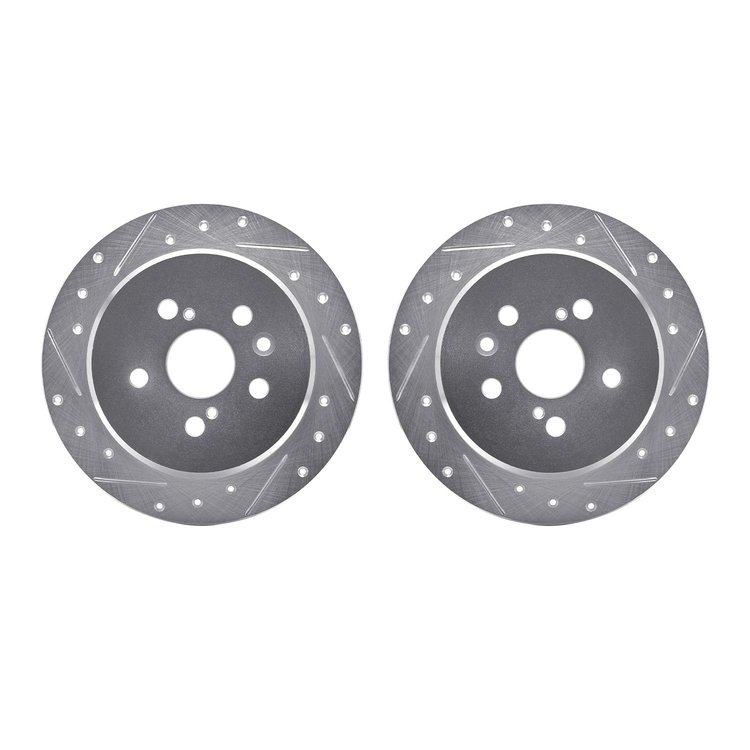 7002-76125 Drilled/Slotted Brake Rotors [Silver], 1988-1991 Lexus/Toyota/Scion, Position: Rear