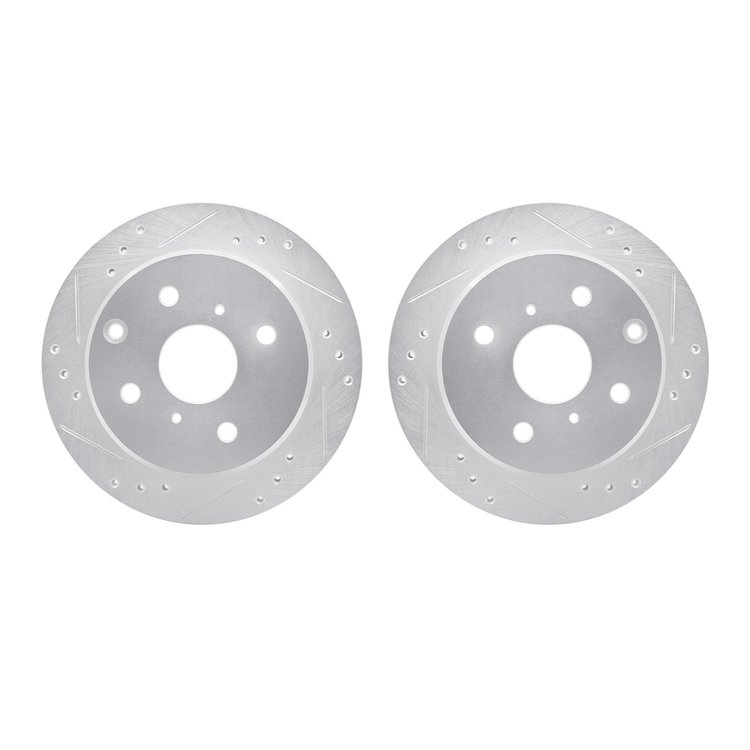 7002-76128 Drilled/Slotted Brake Rotors [Silver], 1982-1985 Lexus/Toyota/Scion, Position: Rear