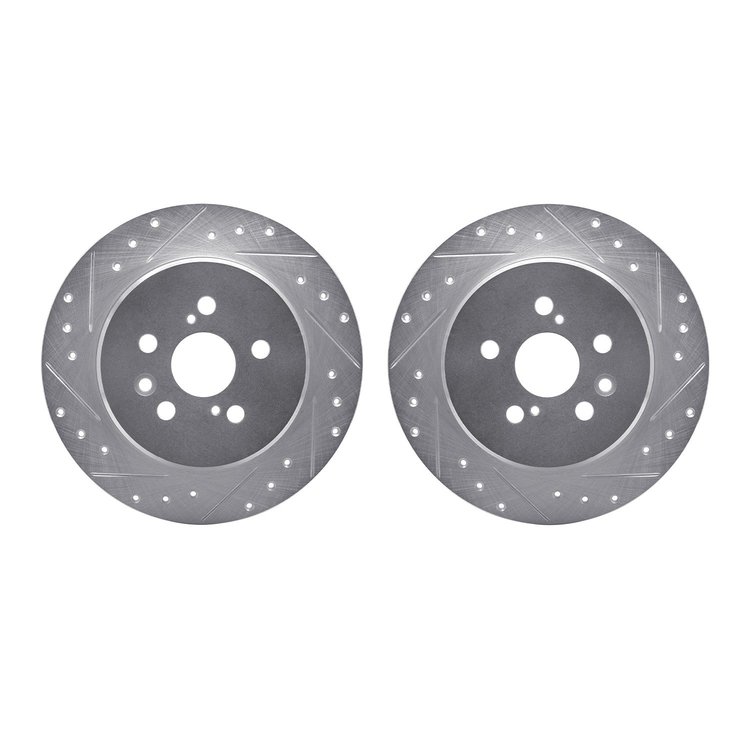 7002-76129 Drilled/Slotted Brake Rotors [Silver], 1990-1993 Lexus/Toyota/Scion, Position: Rear