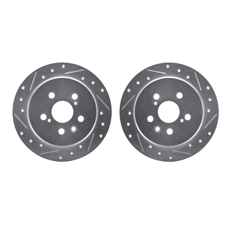 7002-76130 Drilled/Slotted Brake Rotors [Silver], 1994-1995 Lexus/Toyota/Scion, Position: Rear