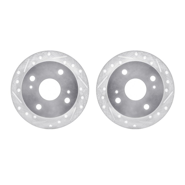 7002-76133 Drilled/Slotted Brake Rotors [Silver], 1985-1987 Lexus/Toyota/Scion, Position: Rear