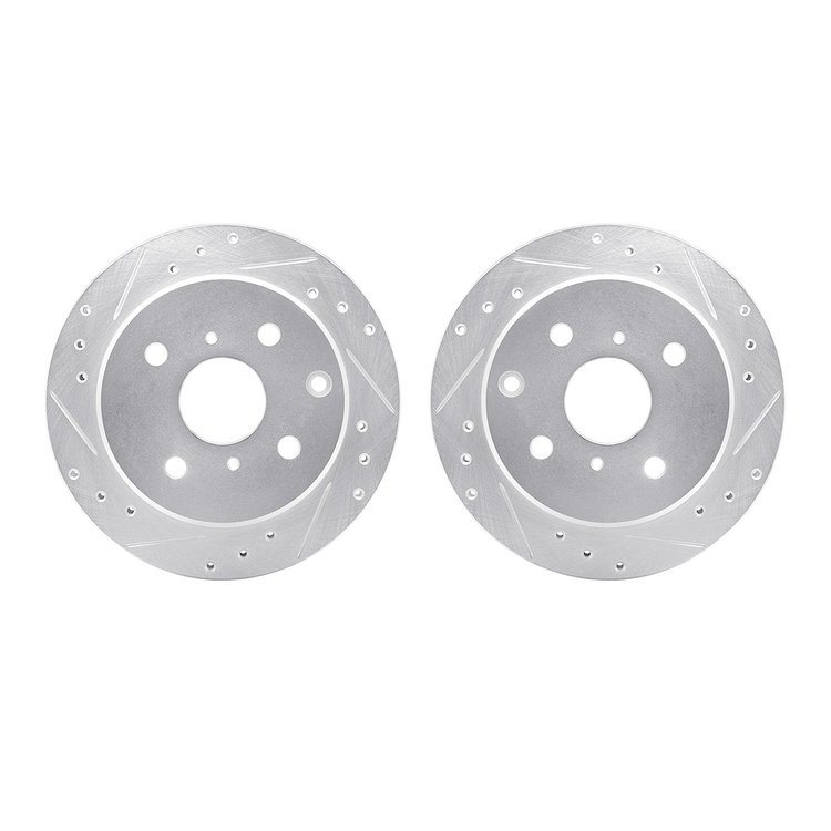 7002-76136 Drilled/Slotted Brake Rotors [Silver], 1984-1988 Lexus/Toyota/Scion, Position: Rear