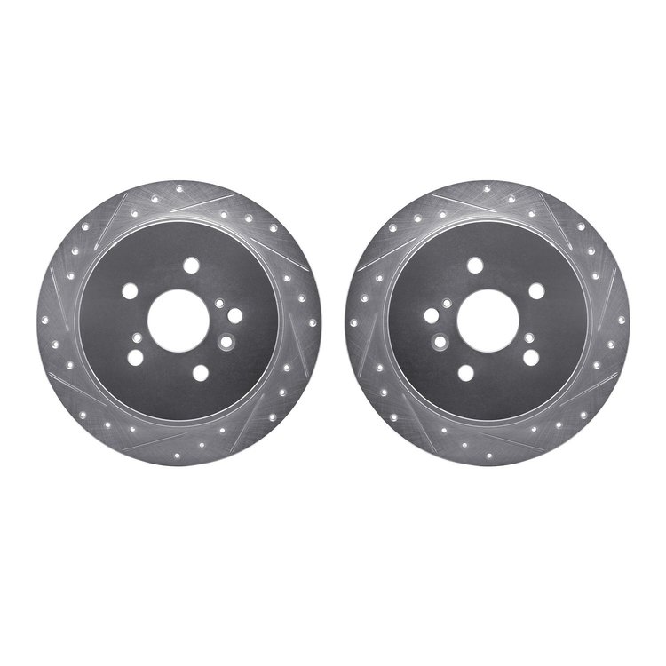 7002-76138 Drilled/Slotted Brake Rotors [Silver], 2008-2013 Lexus/Toyota/Scion, Position: Rear