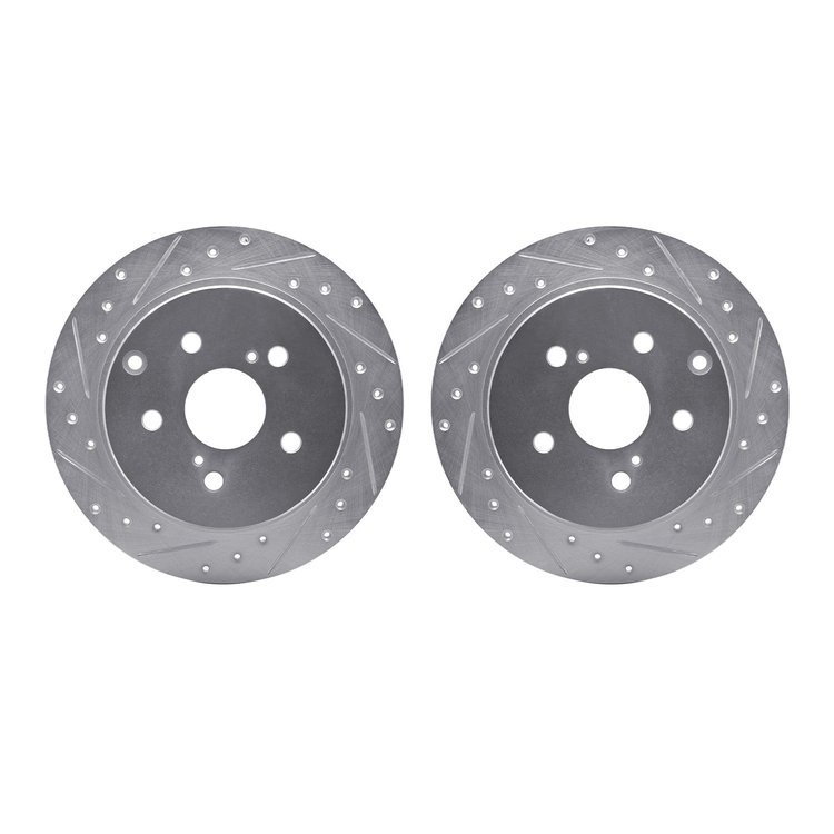 7002-76140 Drilled/Slotted Brake Rotors [Silver], 2012-2020 Lexus/Toyota/Scion, Position: Rear