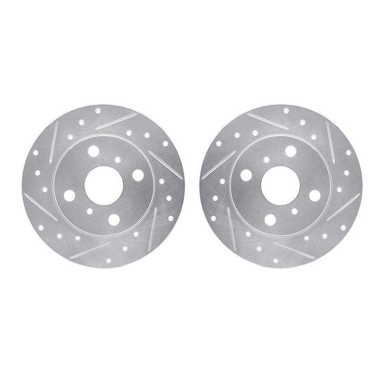 7002-76141 Drilled/Slotted Brake Rotors [Silver], 1985-1986 Lexus/Toyota/Scion, Position: Rear