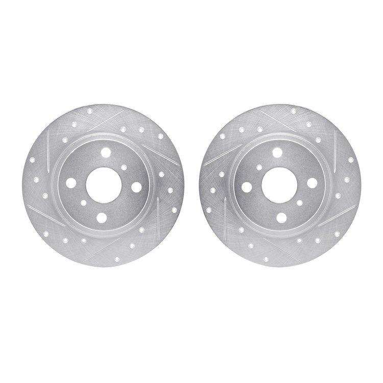 7002-76142 Drilled/Slotted Brake Rotors [Silver], 1987-1989 Lexus/Toyota/Scion, Position: Rear