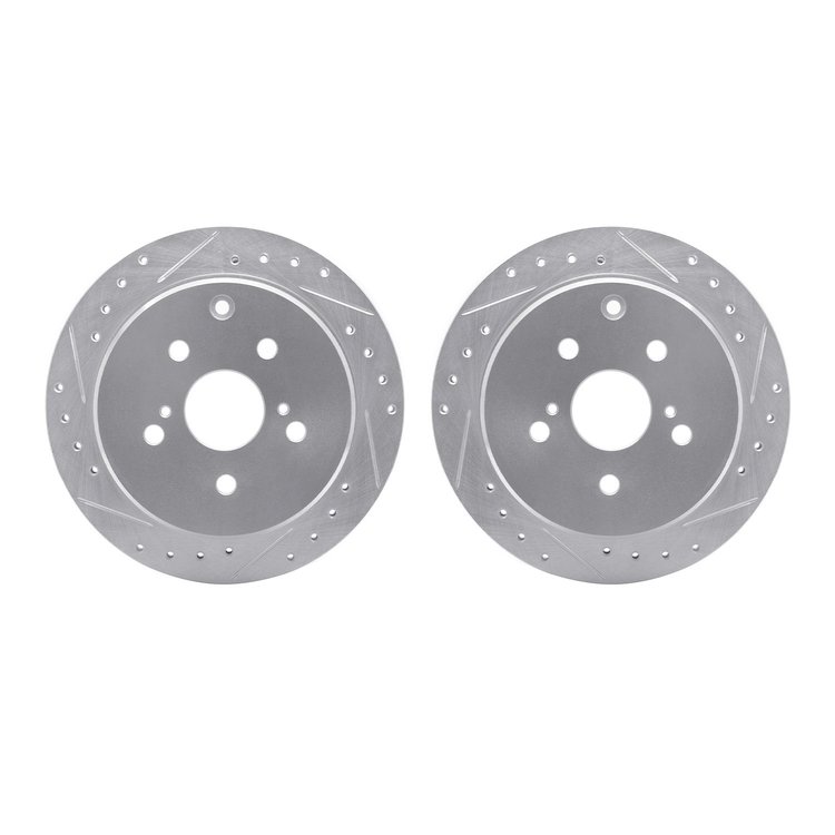 7002-76146 Drilled/Slotted Brake Rotors [Silver], 1986-1997 Lexus/Toyota/Scion, Position: Rear