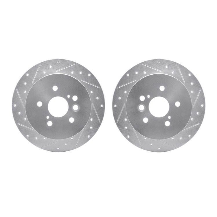 7002-76147 Drilled/Slotted Brake Rotors [Silver], 2004-2005 Lexus/Toyota/Scion, Position: Rear