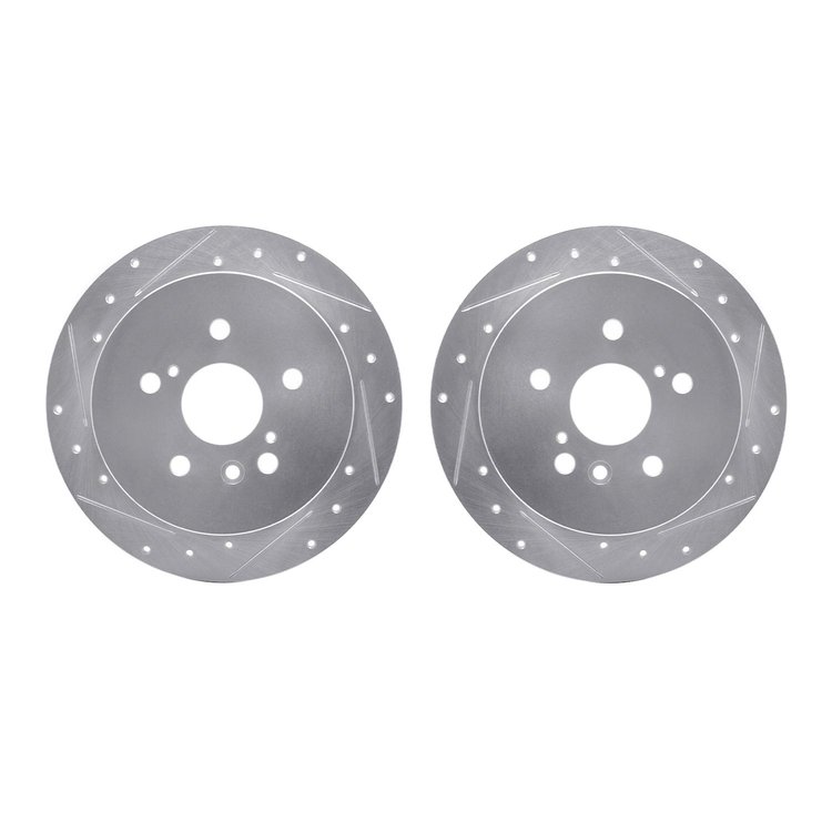 7002-76148 Drilled/Slotted Brake Rotors [Silver], 2004-2010 Lexus/Toyota/Scion, Position: Rear