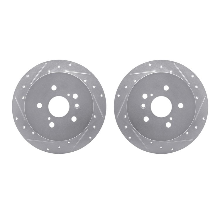 7002-76150 Drilled/Slotted Brake Rotors [Silver], 2009-2015 Lexus/Toyota/Scion, Position: Rear