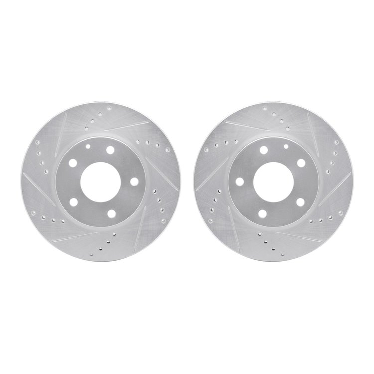 7002-80009 Drilled/Slotted Brake Rotors [Silver], Fits Select Ford/Lincoln/Mercury/Mazda, Position: Front