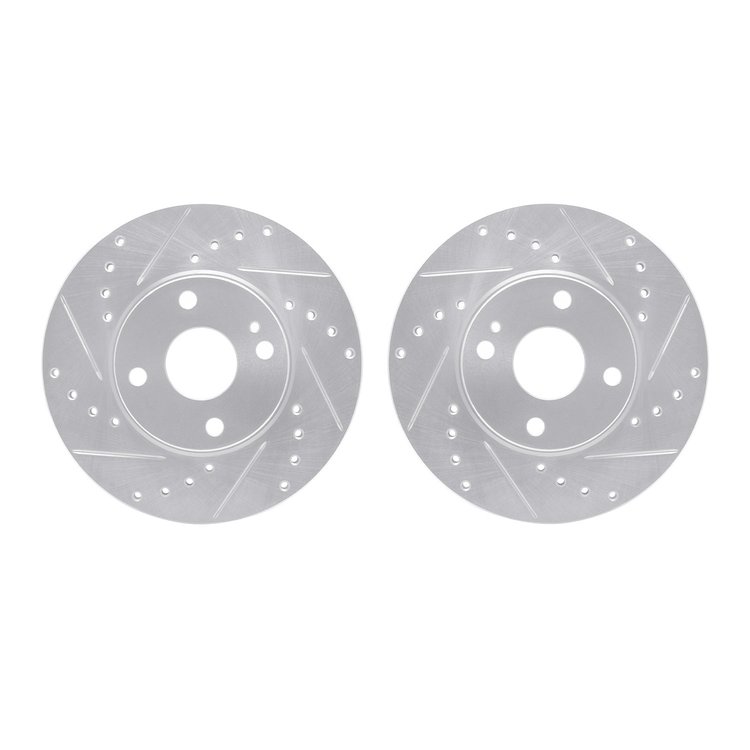 7002-80034 Drilled/Slotted Brake Rotors [Silver], 1994-2002 Ford/Lincoln/Mercury/Mazda, Position: Front