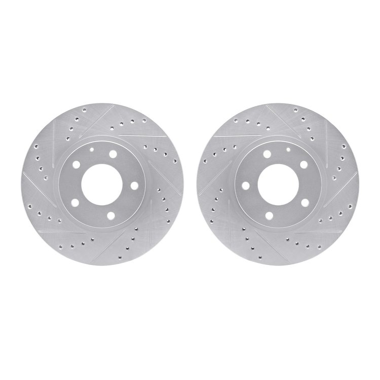 7002-80037 Drilled/Slotted Brake Rotors [Silver], 2001-2002 Ford/Lincoln/Mercury/Mazda, Position: Front