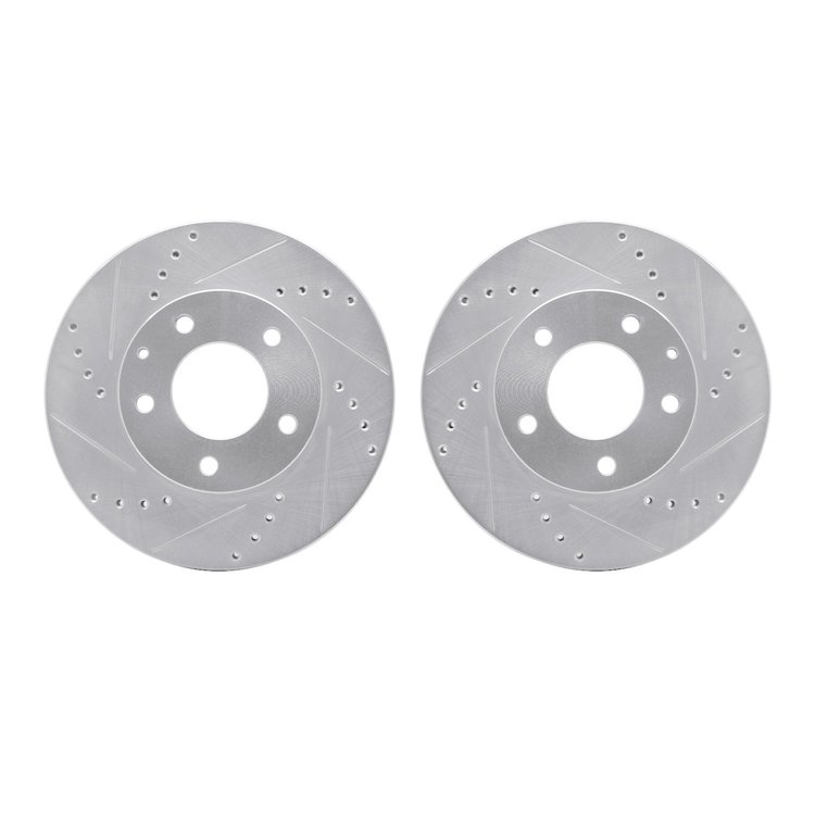 7002-80039 Drilled/Slotted Brake Rotors [Silver], 1992-1995 Ford/Lincoln/Mercury/Mazda, Position: Front
