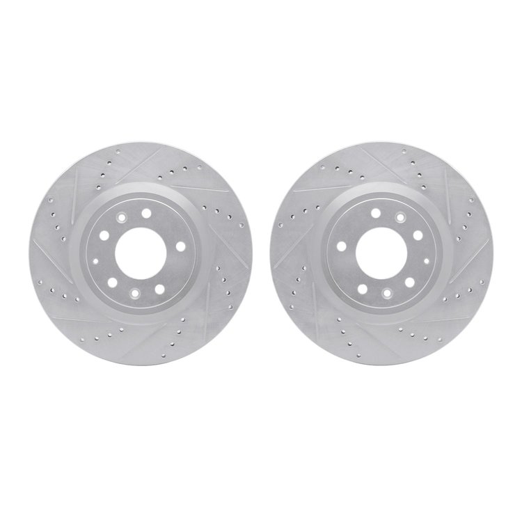 7002-80051 Drilled/Slotted Brake Rotors [Silver], 2004-2011 Ford/Lincoln/Mercury/Mazda, Position: Front