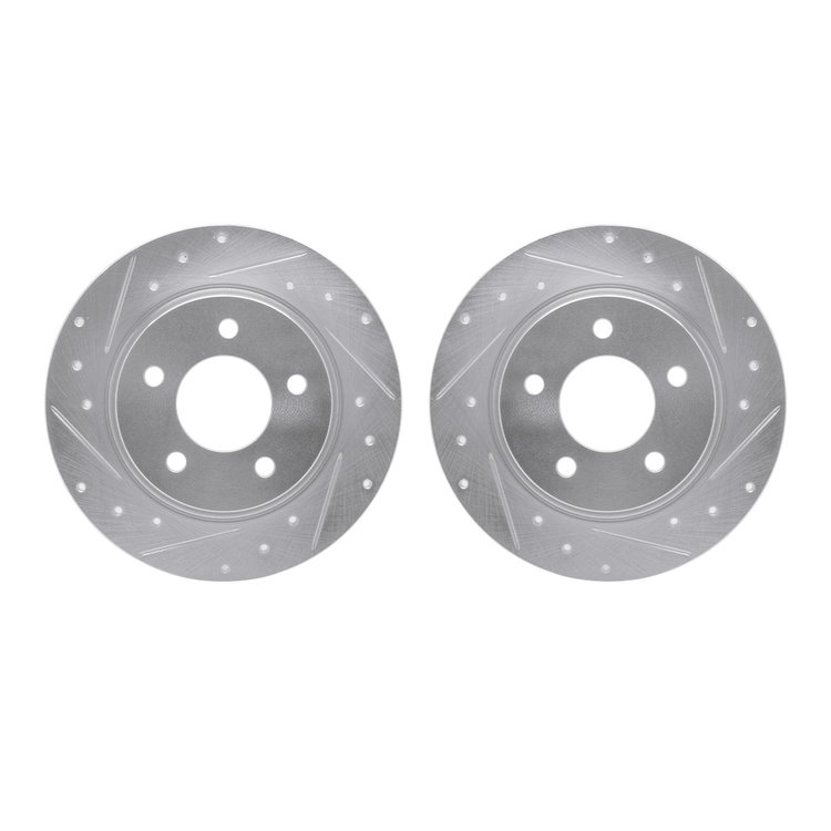 7002-80056 Drilled/Slotted Brake Rotors [Silver], 2004-2013 Ford/Lincoln/Mercury/Mazda, Position: Rear