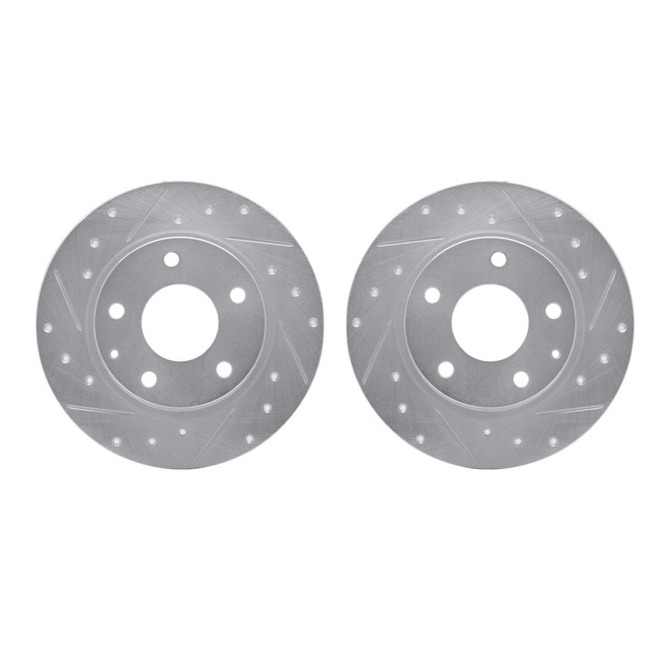 7002-80057 Drilled/Slotted Brake Rotors [Silver], 2014-2016 Ford/Lincoln/Mercury/Mazda, Position: Rear