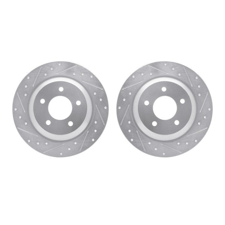 7002-80060 Drilled/Slotted Brake Rotors [Silver], 2006-2015 Ford/Lincoln/Mercury/Mazda, Position: Rear