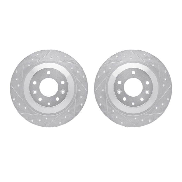7002-80061 Drilled/Slotted Brake Rotors [Silver], 2006-2007 Ford/Lincoln/Mercury/Mazda, Position: Rear