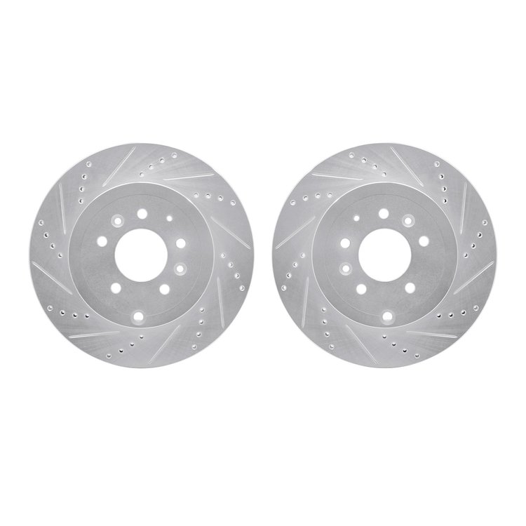 7002-80072 Drilled/Slotted Brake Rotors [Silver], 2007-2015 Ford/Lincoln/Mercury/Mazda, Position: Rear