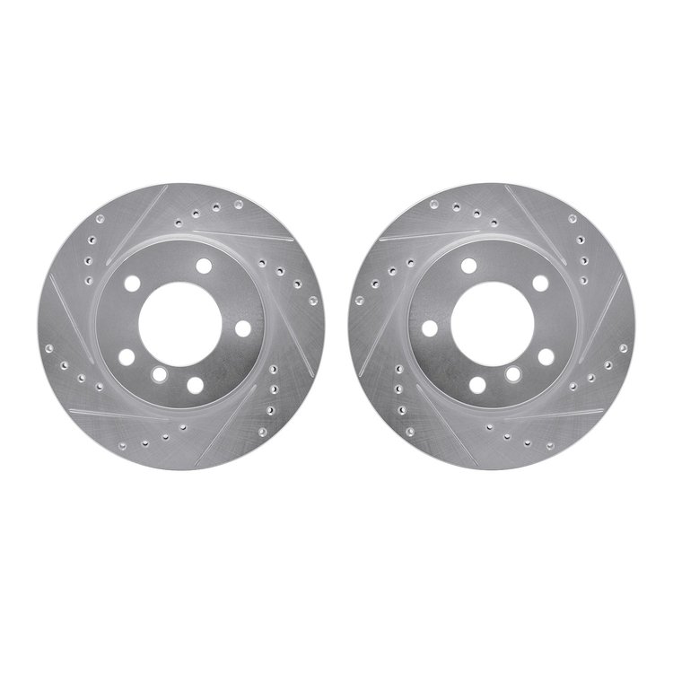 7002-92002 Drilled/Slotted Brake Rotors [Silver], 2005-2007 BMW, Position: Front