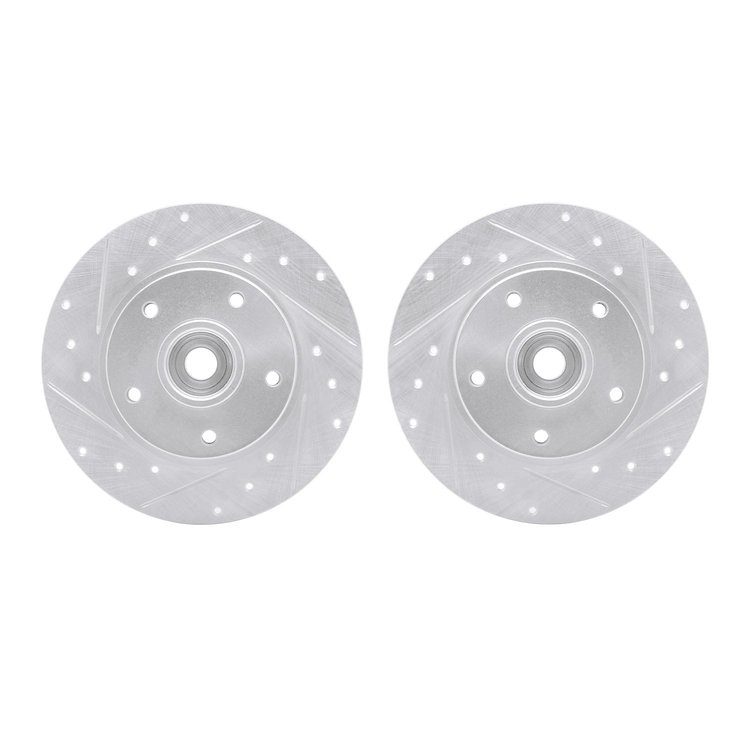 7002-92038 Drilled/Slotted Brake Rotors [Silver], 2002-2010 Multiple Makes/Models, Position: Front