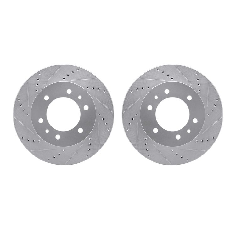 7002-93000 Drilled/Slotted Brake Rotors [Silver], 2006-2010 GM, Position: Front