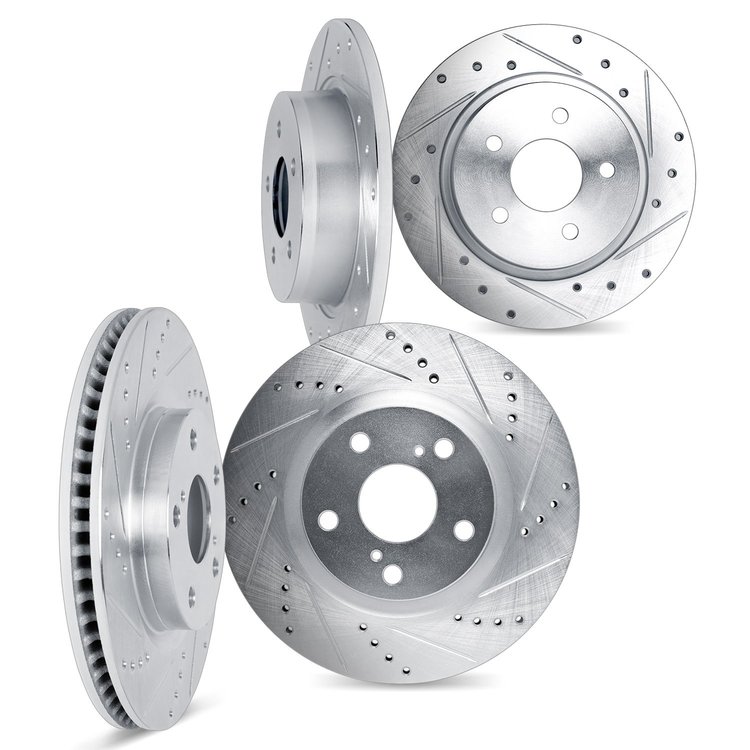 7004-03026 Drilled/Slotted Brake Rotors [Silver], Fits Select Kia/Hyundai/Genesis, Position: Front and Rear