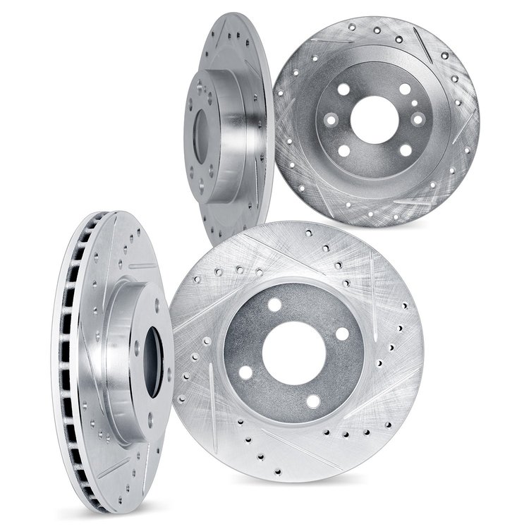 7004-72061 Drilled/Slotted Brake Rotors [Silver], 1998-1998 Mitsubishi, Position: Front and Rear