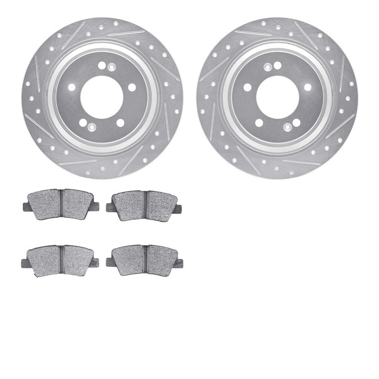 7302-21046 Drilled/Slotted Brake Rotor with 3000-Series Ceramic Brake Pads Kit [Silver], 2017-2020 Kia/Hyundai/Genesis, Position
