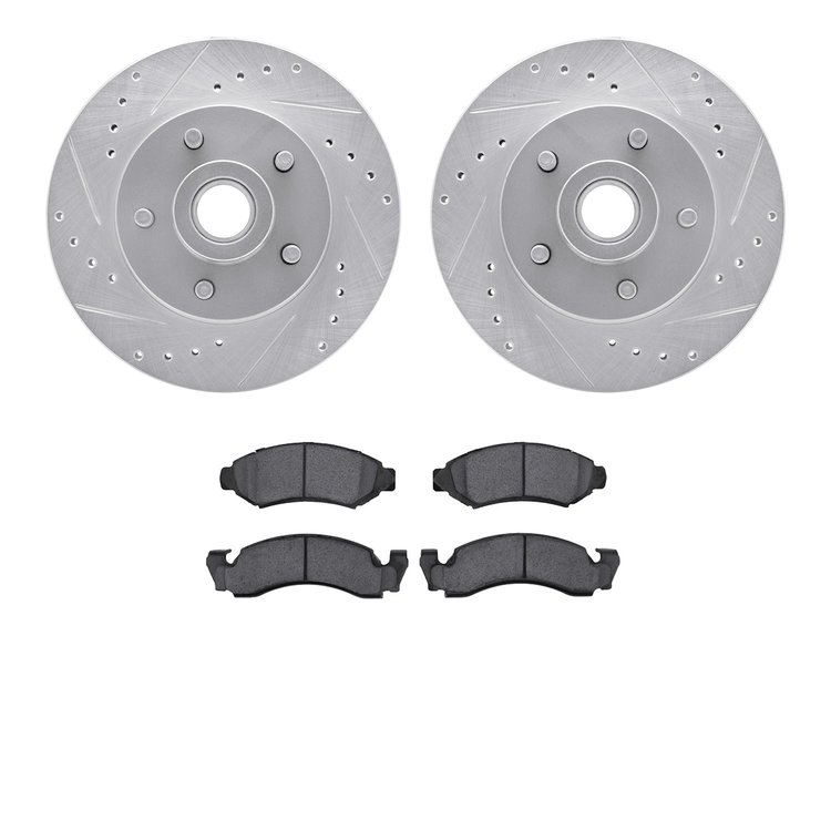 7302-54004 Drilled/Slotted Brake Rotor with 3000-Series Ceramic Brake Pads Kit [Silver], 1974-1979 Ford/Lincoln/Mercury/Mazda, P