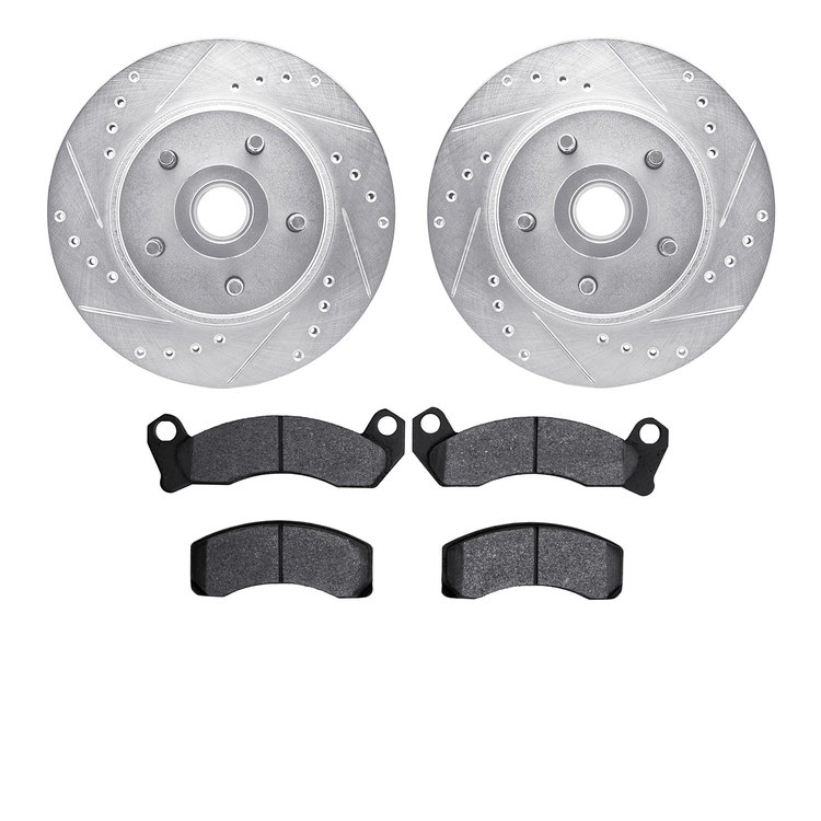 7302-54037 Drilled/Slotted Brake Rotor with 3000-Series Ceramic Brake Pads Kit [Silver], 1982-1987 Ford/Lincoln/Mercury/Mazda, P