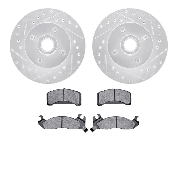 7302-54041 Drilled/Slotted Brake Rotor with 3000-Series Ceramic Brake Pads Kit [Silver], 1982-1993 Ford/Lincoln/Mercury/Mazda, P