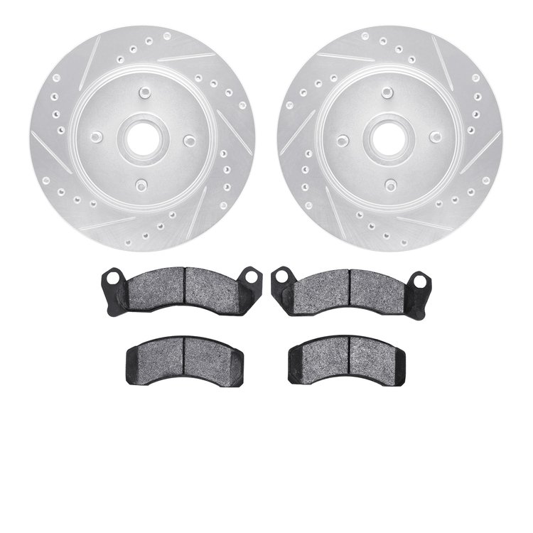 7302-54071 Drilled/Slotted Brake Rotor with 3000-Series Ceramic Brake Pads Kit [Silver], 1987-1988 Ford/Lincoln/Mercury/Mazda, P
