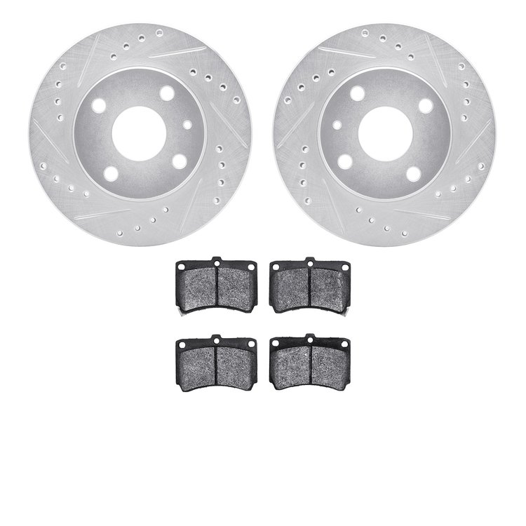 7302-54074 Drilled/Slotted Brake Rotor with 3000-Series Ceramic Brake Pads Kit [Silver], 1990-1998 Ford/Lincoln/Mercury/Mazda, P