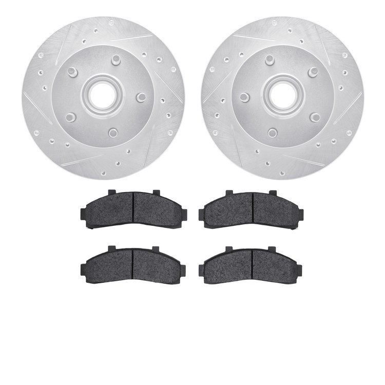 7302-54100 Drilled/Slotted Brake Rotor with 3000-Series Ceramic Brake Pads Kit [Silver], 1995-1997 Ford/Lincoln/Mercury/Mazda, P