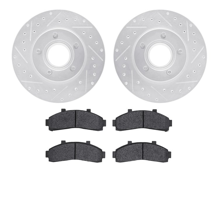 7302-54105 Drilled/Slotted Brake Rotor with 3000-Series Ceramic Brake Pads Kit [Silver], 1995-1997 Ford/Lincoln/Mercury/Mazda, P