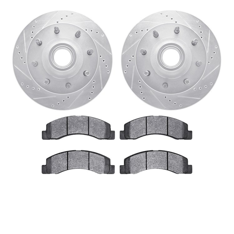 7302-54124 Drilled/Slotted Brake Rotor with 3000-Series Ceramic Brake Pads Kit [Silver], 1999-2002 Ford/Lincoln/Mercury/Mazda, P