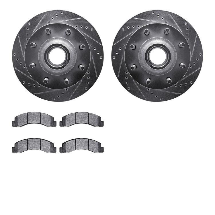 7302-54125 Drilled/Slotted Brake Rotor with 3000-Series Ceramic Brake Pads Kit [Silver], 1999-2002 Ford/Lincoln/Mercury/Mazda, P