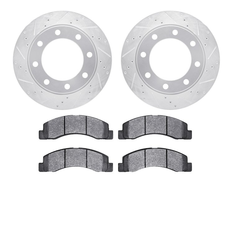 7302-54127 Drilled/Slotted Brake Rotor with 3000-Series Ceramic Brake Pads Kit [Silver], 1999-2005 Ford/Lincoln/Mercury/Mazda, P