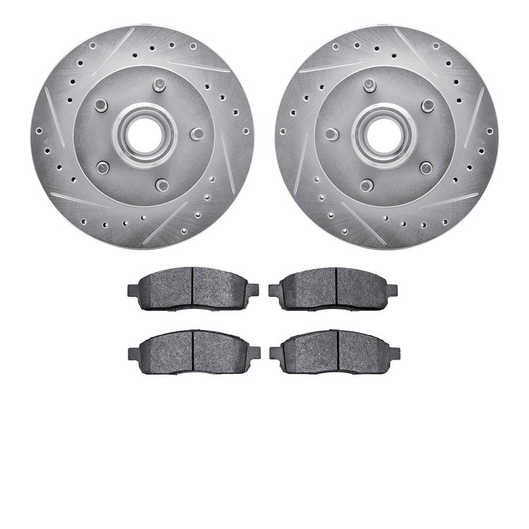 7302-54156 Drilled/Slotted Brake Rotor with 3000-Series Ceramic Brake Pads Kit [Silver], 2004-2008 Ford/Lincoln/Mercury/Mazda, P