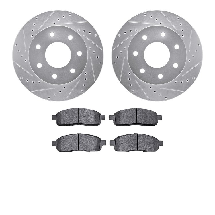 7302-54158 Drilled/Slotted Brake Rotor with 3000-Series Ceramic Brake Pads Kit [Silver], 2004-2008 Ford/Lincoln/Mercury/Mazda, P