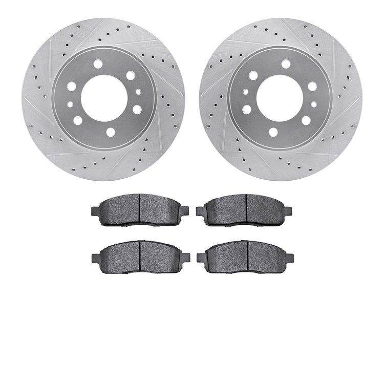 7302-54159 Drilled/Slotted Brake Rotor with 3000-Series Ceramic Brake Pads Kit [Silver], 2009-2009 Ford/Lincoln/Mercury/Mazda, P