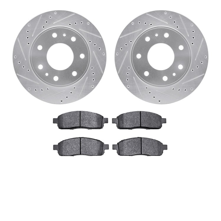 7302-54160 Drilled/Slotted Brake Rotor with 3000-Series Ceramic Brake Pads Kit [Silver], 2009-2009 Ford/Lincoln/Mercury/Mazda, P