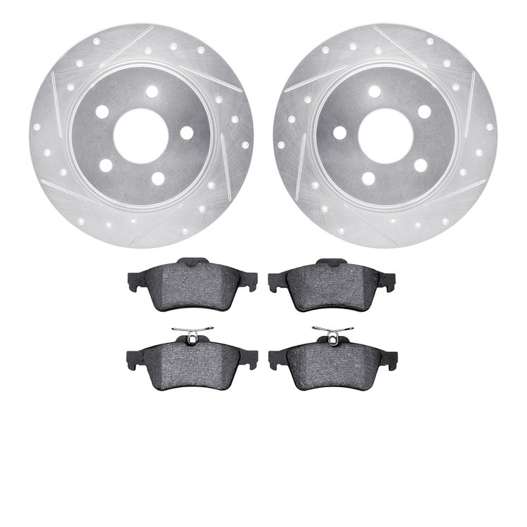 7302-54179 Drilled/Slotted Brake Rotor with 3000-Series Ceramic Brake Pads Kit [Silver], 2013-2018 Ford/Lincoln/Mercury/Mazda, P