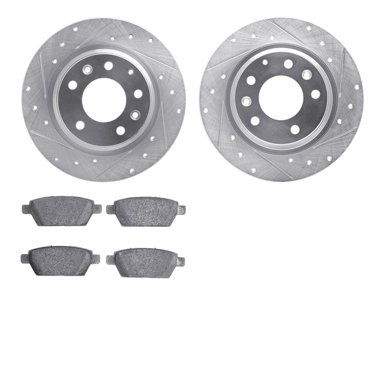 7302-54185 Drilled/Slotted Brake Rotor with 3000-Series Ceramic Brake Pads Kit [Silver], 2006-2013 Ford/Lincoln/Mercury/Mazda, P