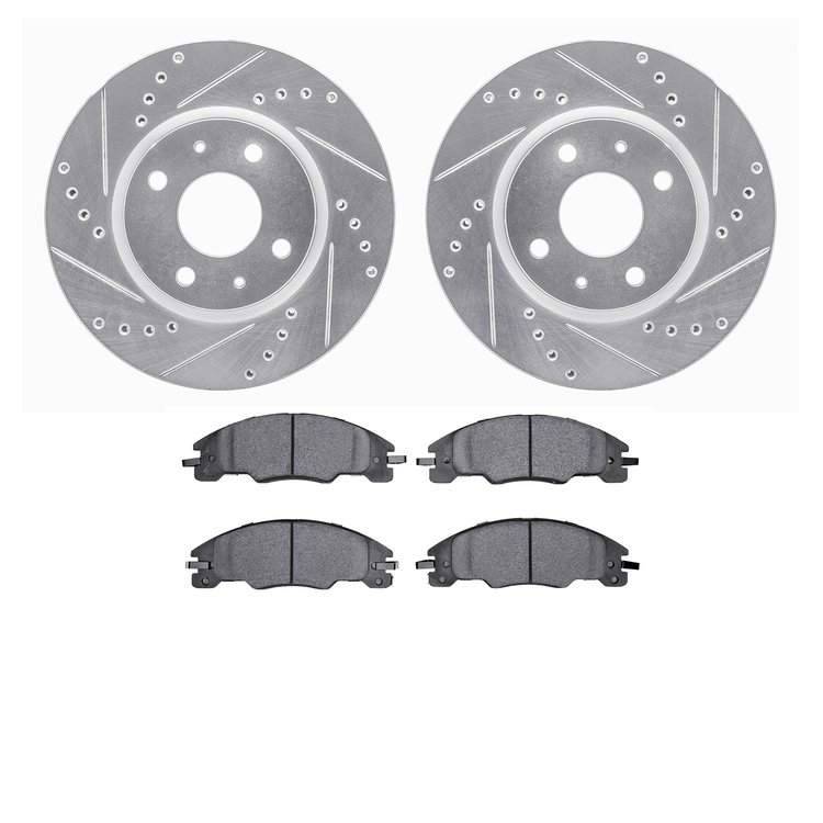7302-54193 Drilled/Slotted Brake Rotor with 3000-Series Ceramic Brake Pads Kit [Silver], 2008-2011 Ford/Lincoln/Mercury/Mazda, P